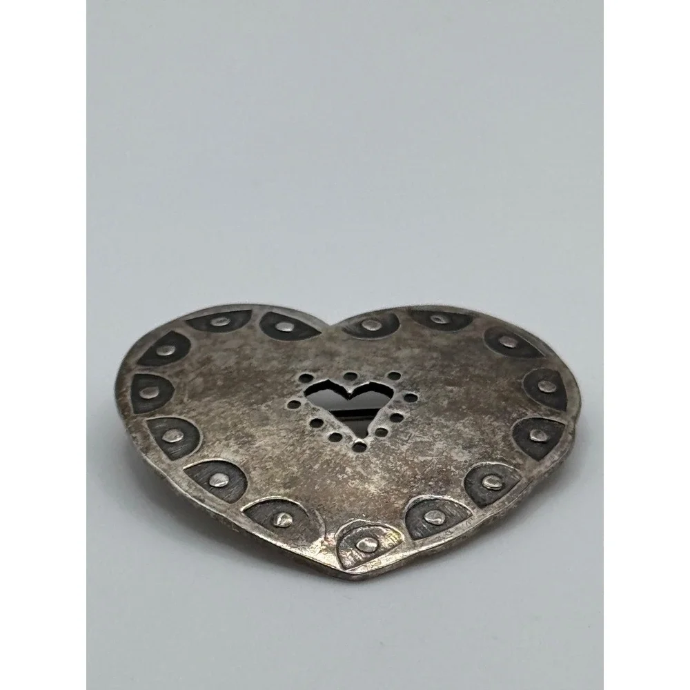 Vintage Monaco Designs Sterling Silver Heart Brooch Pin